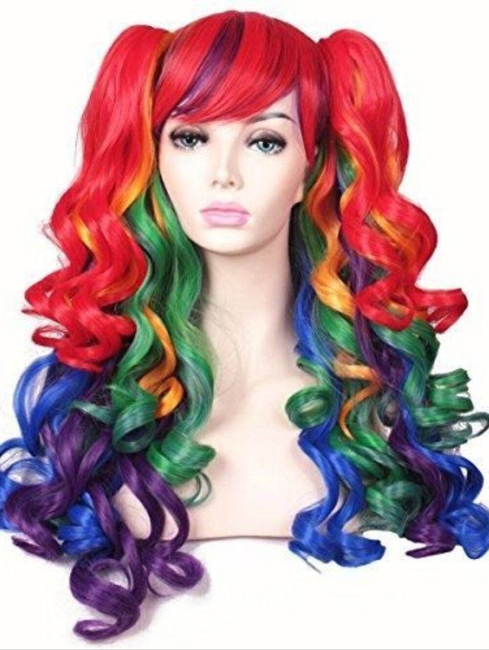 Vibrant Rainbow Curly Synthetic Wig - Multi-Color